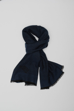 Шерстяной шарф сеточный принт 45×180 BLUE