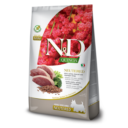 Farmina ND 2.5кг Neutered Adult Quinoa Сухой беззерновой корм для стерилизованных собак малых пород Утка и киноа