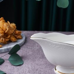 Соусник 350 мл 18,5*8 см h8,2 см с ручкой фарфор Gold Aristocrat Noble [1]