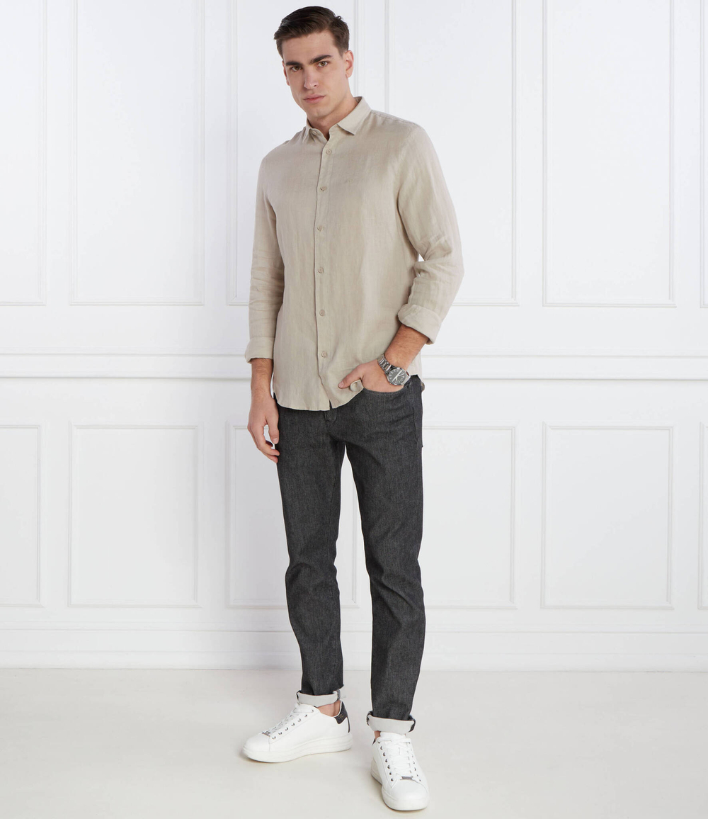 Lniana koszula Armani Exchange - бежевый(8NZC50 ZNCFZ)
