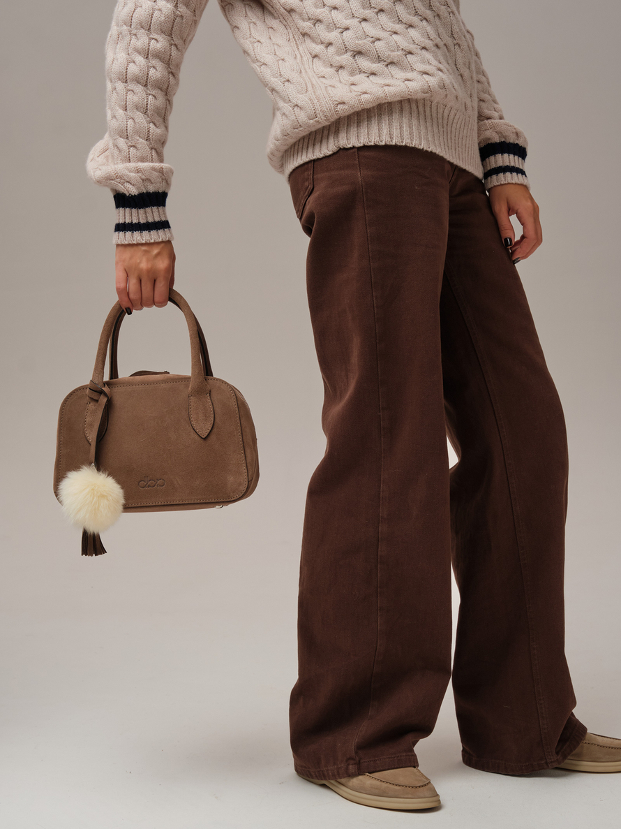 Замшевая сумка DBR 31348 капучино серо-коричневый