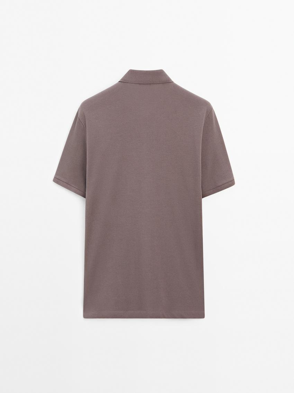 Massimo Dutti Футболка-поло из хлопка, лавандовый