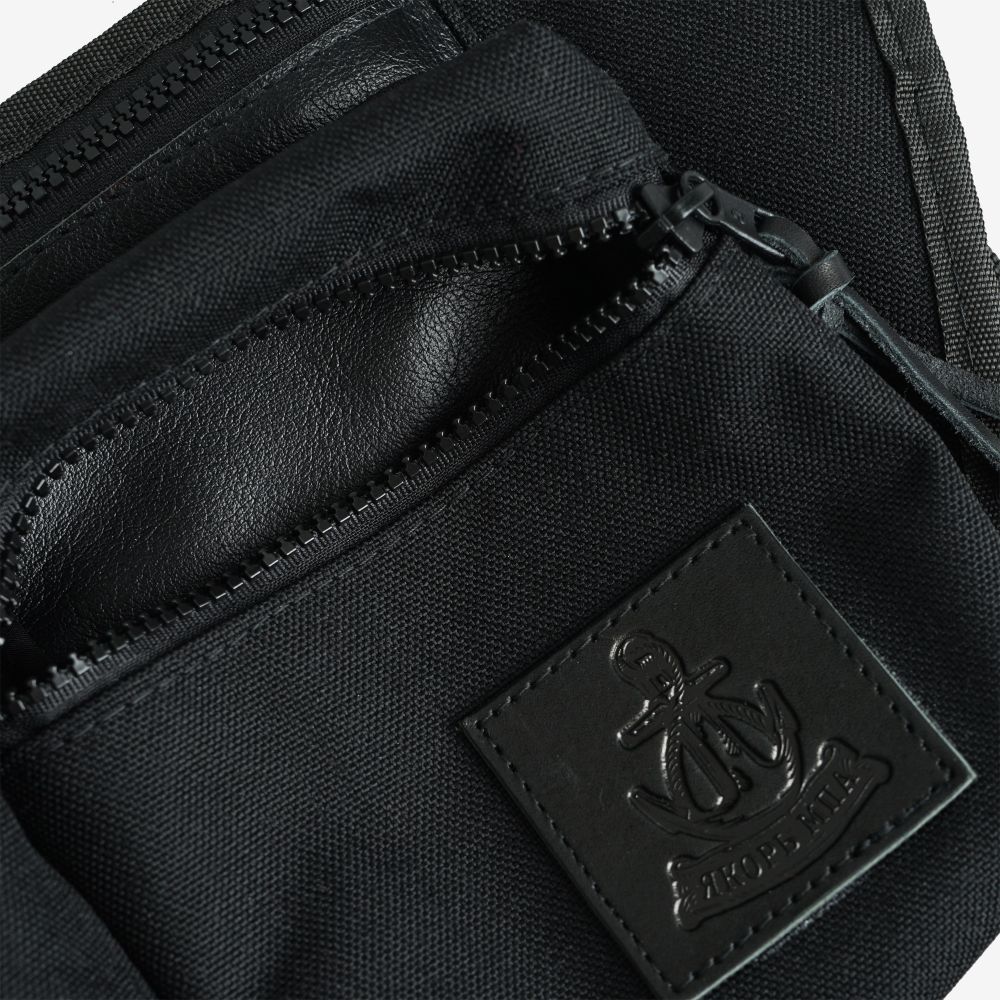 Сумка поясная Якорь Снабжение ВС Черная Кожа/Нейлон