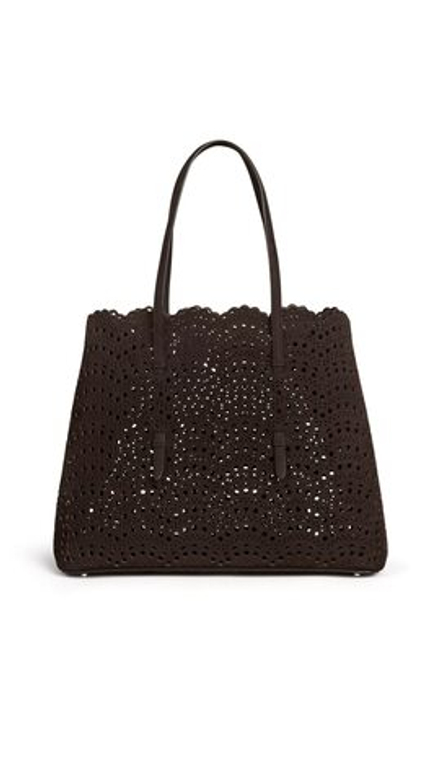 ALAÏA СУМКА MINA 37 ИЗ НУБУКА, ТЕМНО-КОРИЧНЕВЫЙ