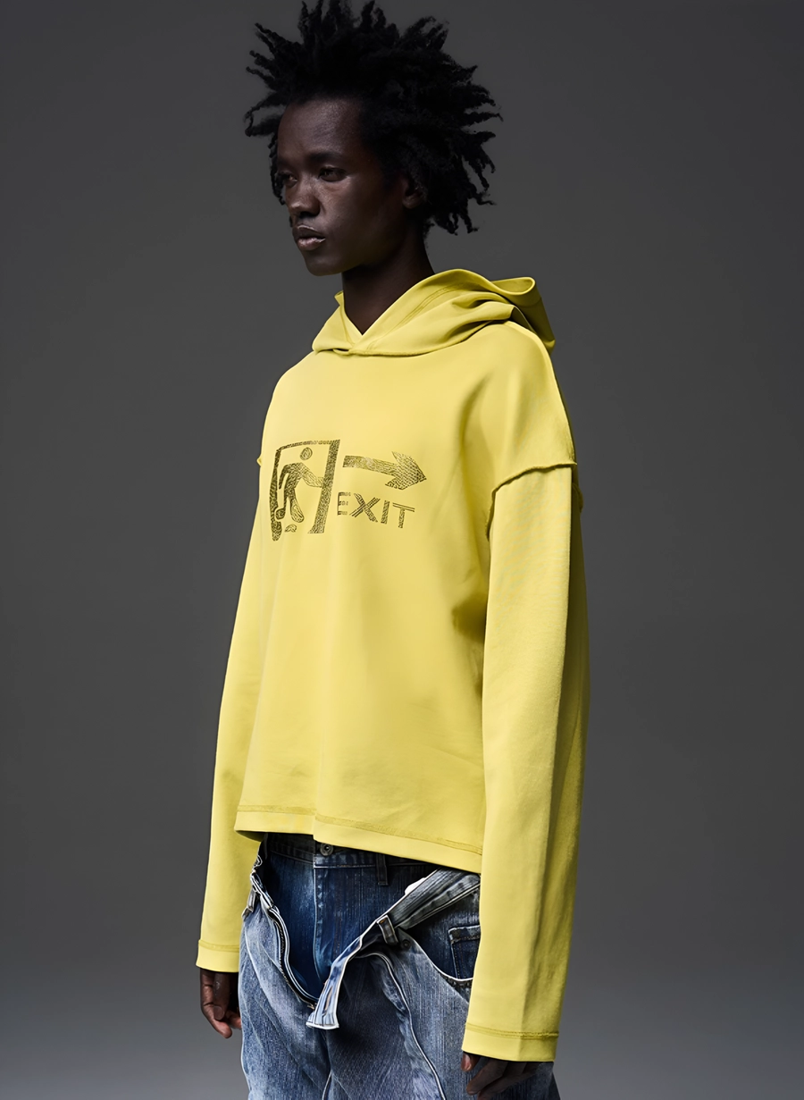 Худи BLIND "EXIT" Raw Edges Cropped Hoodie