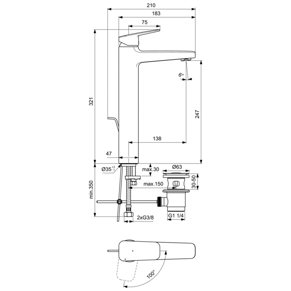 Смеситель для раковины Ideal Standard CERAPLAN BD239AA