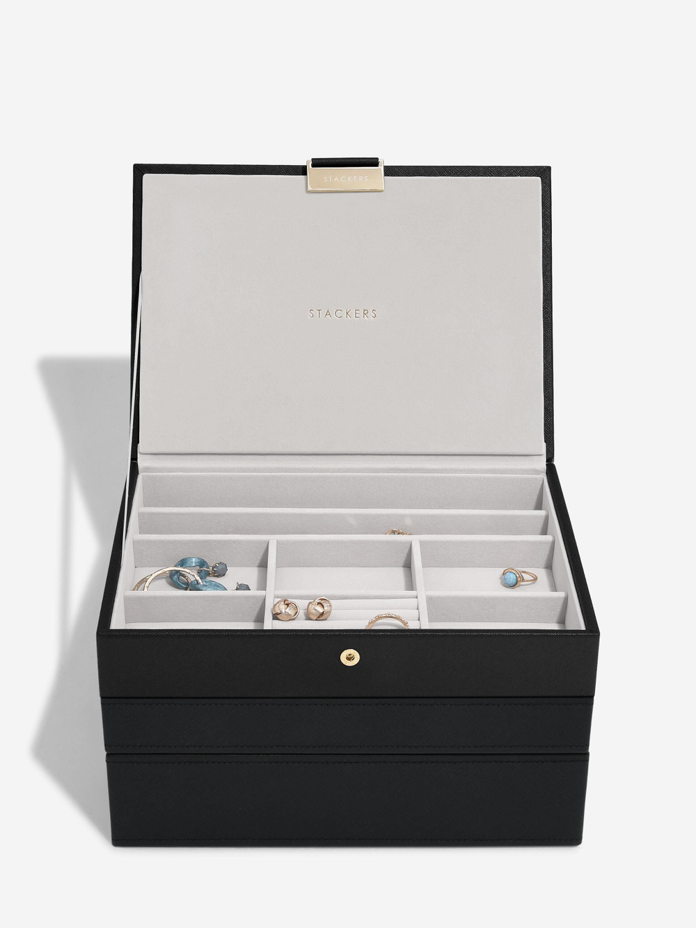 Органайзер для украшений и часов Stackers Classic Jewellery Box, 3 секции -Dove Grey & Rose (Navy Blue / темно-синий / Navy Blue / Органайзер с крышкой)