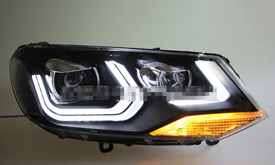 Передние фары Фольксваген Туарег 2011-2015 V2 type [Комплект Л+П; яркие ходовые огни; электрокорректор; биксеноновая линза]