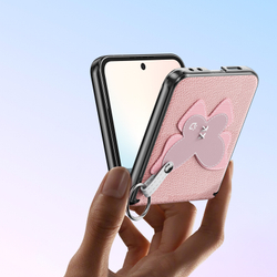 Чехол розового цвета (Butterfly Edition) из искусственной кожи от Dux Ducis для Samsung Flip 7 FE (W25 Flip) и Flip 6, серия Luvy Series Case