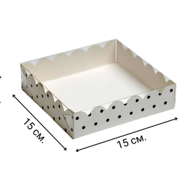 Коробочка для печенья 15 х 15 х 3 см, белый горох