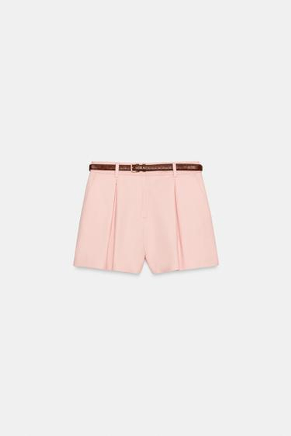 ZARA ШОРТЫ-БЕРМУДЫ С ВЫСОКОЙ ПОСАДКОЙ И РЕМНЕМ, РОЗОВЫЙ