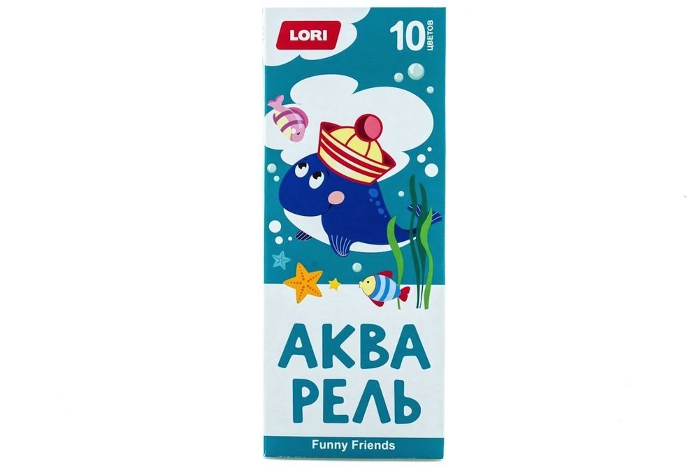 Акварель &quot;Funny Friends&quot; 10 цветов, без кисти, картонная упаковка (Lori)
