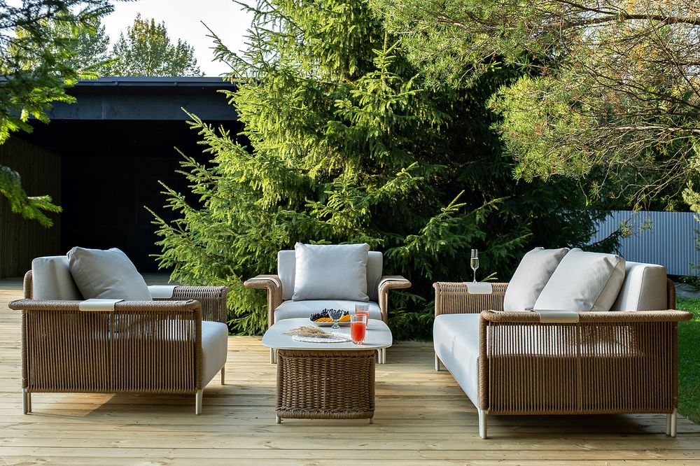 "Мальдивы" лаунж-зона из искусственного ротанга, цвет соломенный