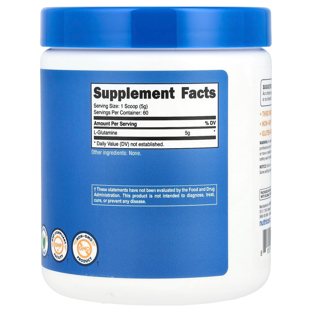 Nutricost, L-глютамин, без добавок, 300 г (10,7 унции)