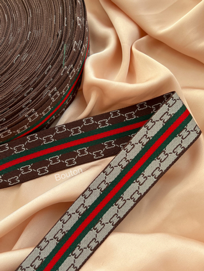 Тесьма Гучч. 30 мм. темно-коричневая жаккард