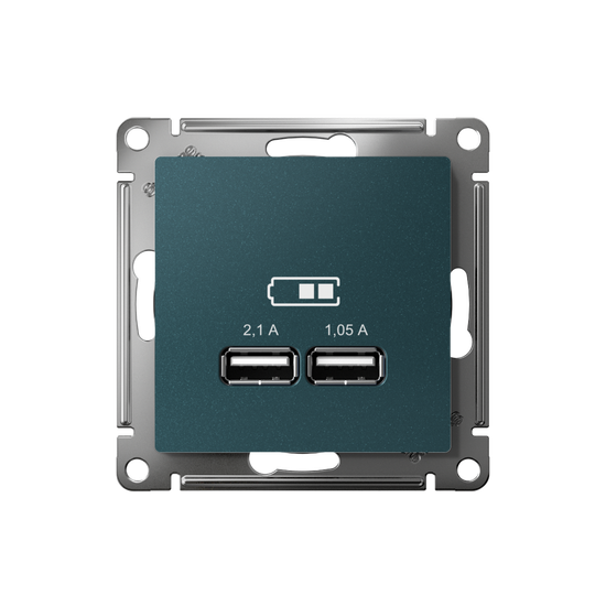 Розетка USB AtlasDesign тип A+A 5В 1х2.1А 2х1.05А механизм изумруд SE ATN000833