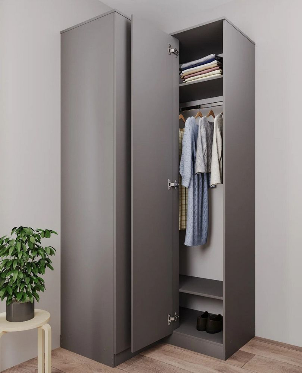 МОРИ МШУ 940 Шкаф угловой (ш943/943*г478*в2100мм), ЛДСП графит