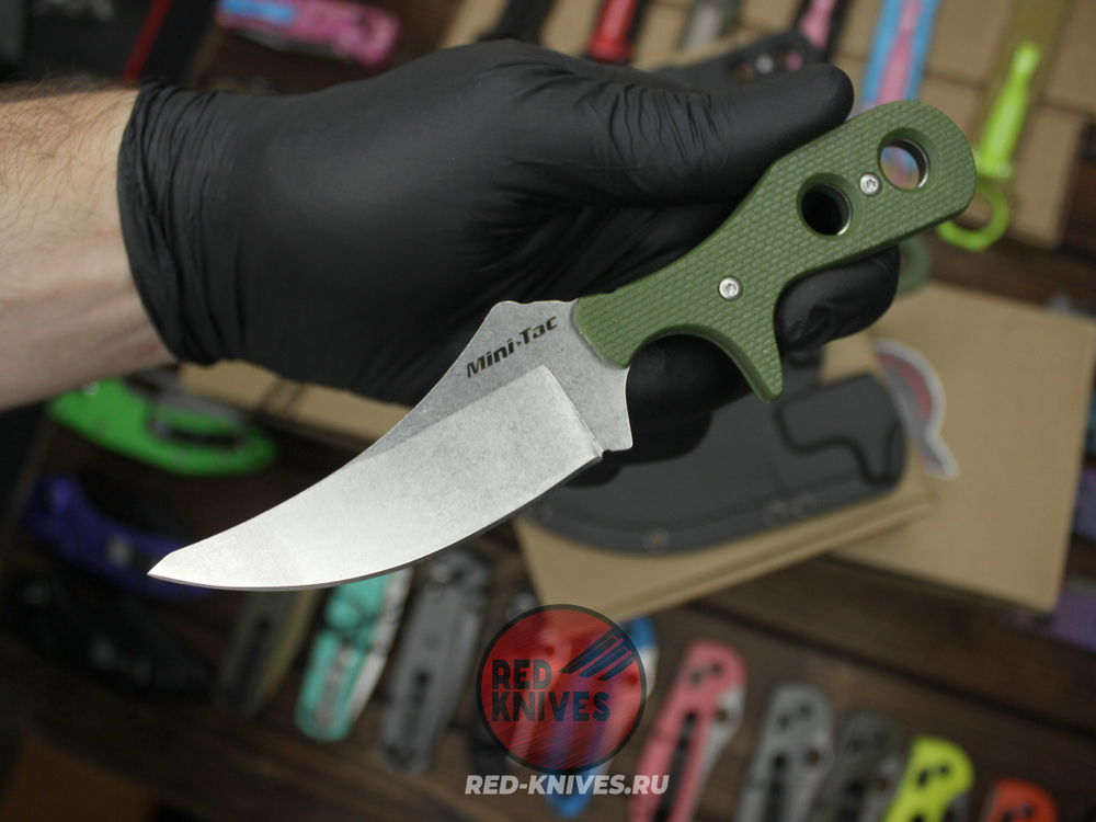 Нож Cold Steel Mini-TAC Bowie Green - зеленая рукоять, ножны, цепочка