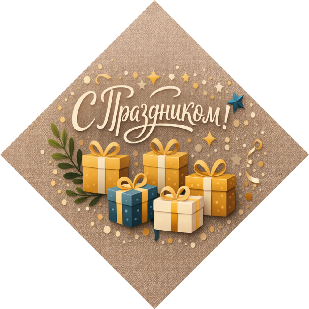 Открытка "С Праздником" 50х50мм
