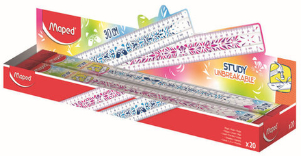 Линейка 30 см STUDY UNBREAKABLE FANCY, суперпрочная декорированная