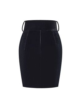 Юбка мини драпированная из бархата с ремнем