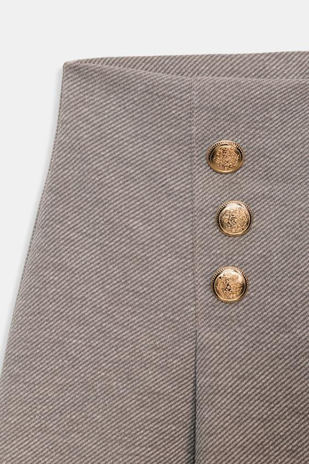 ZARA БРЮКИ ИЗ САРЖИ С ПУГОВИЦАМИ, СЕРО-КОРИЧНЕВЫЙ