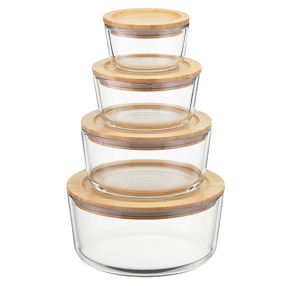 Контейнер 240мл Smart Solutions стеклянный с бамбуковой крышкой