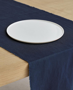 ZARA HOME СКАТЕРТЬ-ДОРОЖКА НА СТОЛ ИЗ СТИРАННОГО ЛЬНА, СИНИЙ