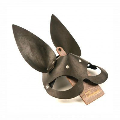 Черная гладкая маска "Зайка" с длинными ушками