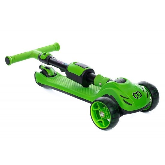 Самокат-беговел 3 в 1 Scooter Micar Transformer складной со светящимися колесами, сиденьем и родительской ручкой зеленый