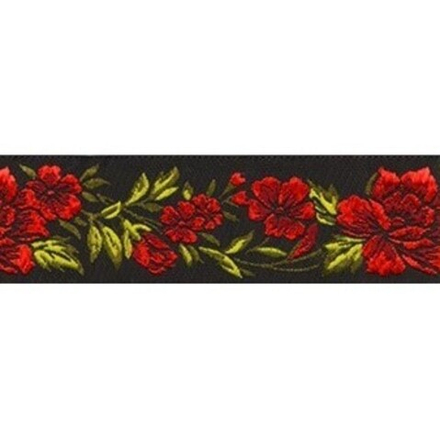 Лента жаккардовая 25 мм  "Gamma", отделочная, цв.черный-красный