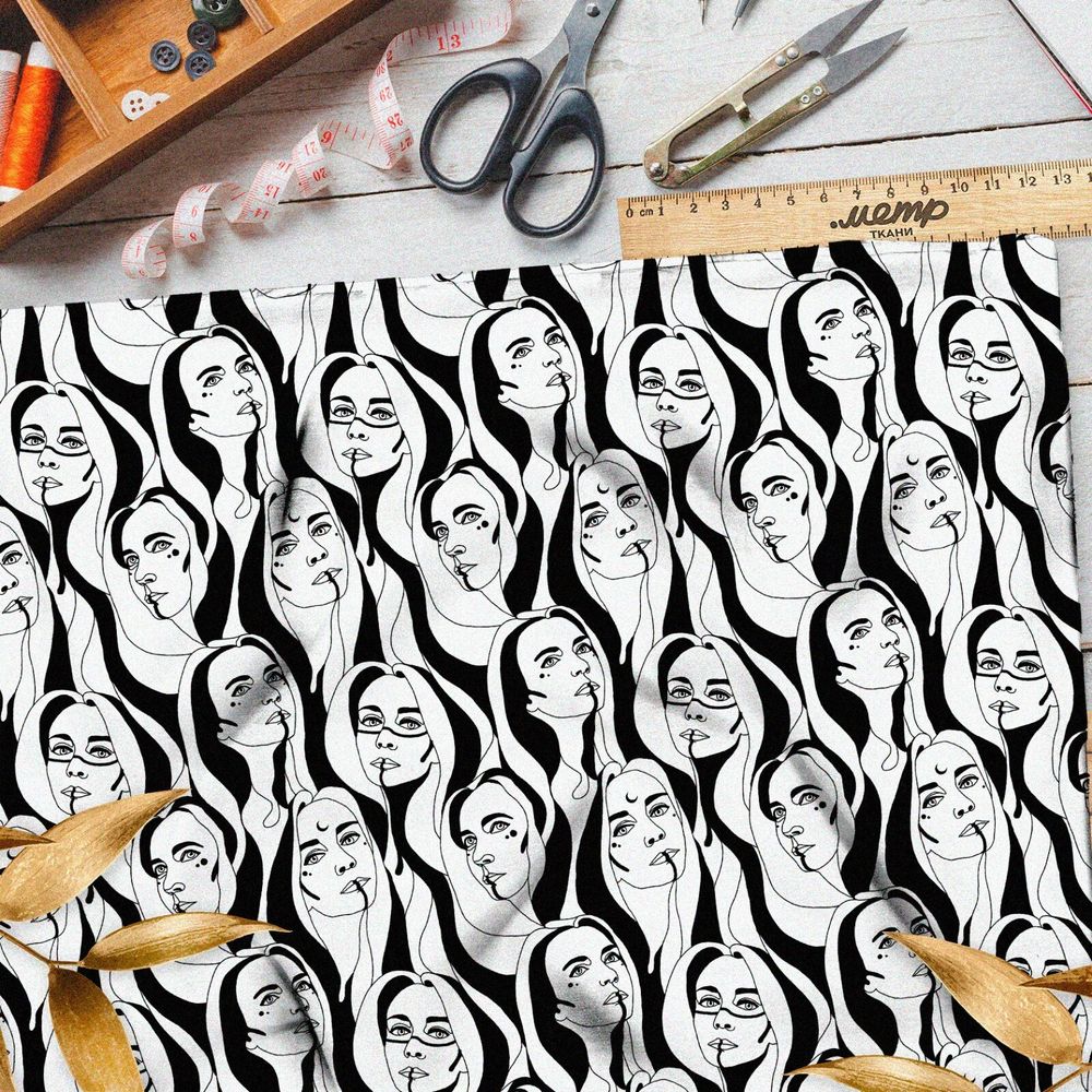 Ткань дюспо иллюстрации девушек чёрно-белые