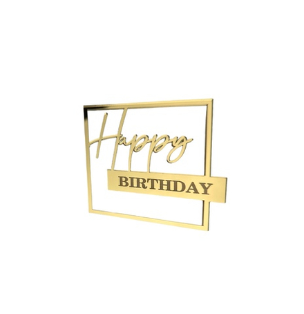 Топпер |Happy Birthday| акрил золото, 10*9см