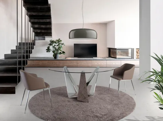 Круглый обеденный стол CT2061R /1042 стеклянный Ø150