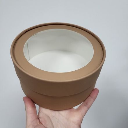 Коробка ТУБУС плотный с окном d=16 см h=8 см (мокко)