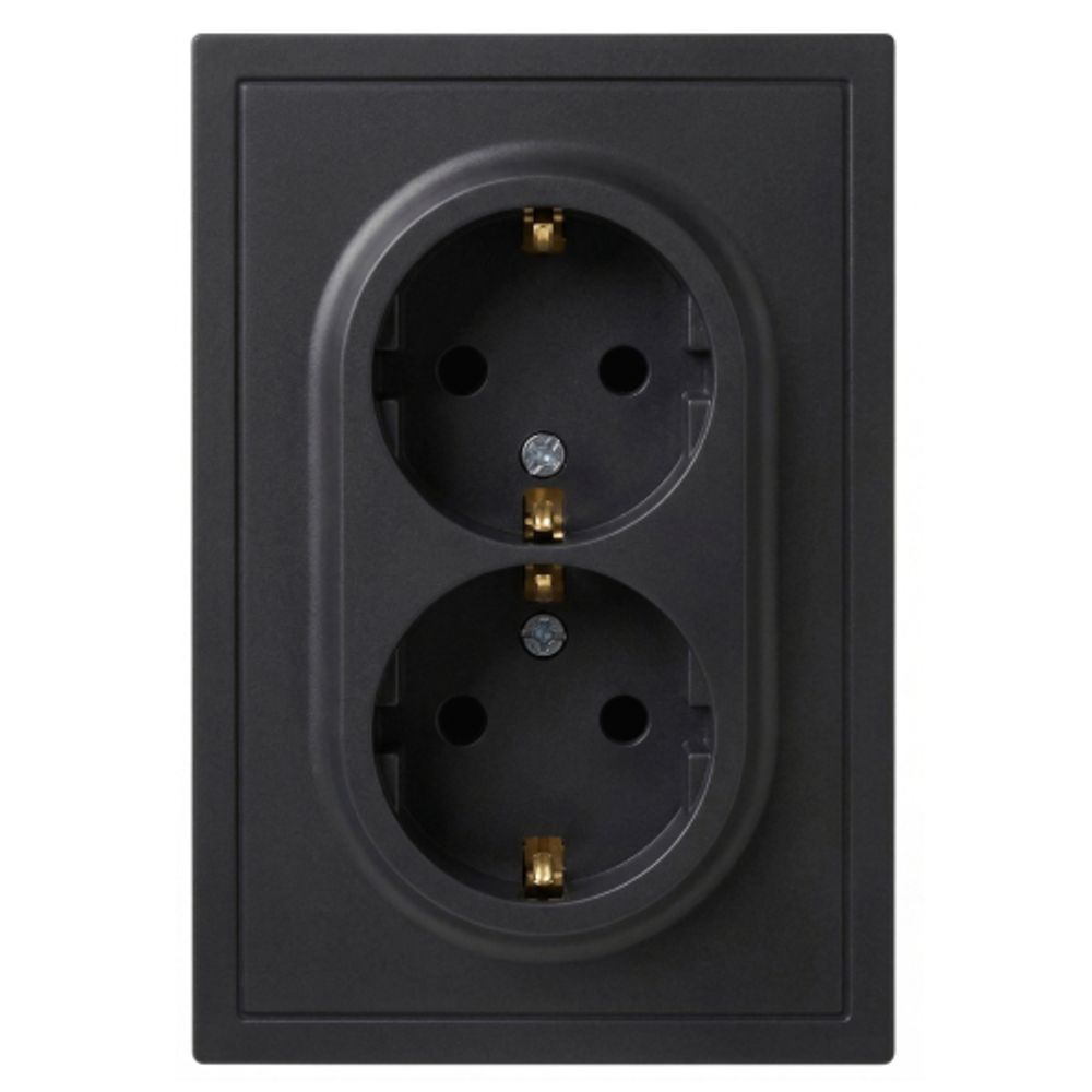Розетка ЭРА Galaxy 15-2104-05 с заземлением двойная 2X2P+E Schuko 16А-250В IP20 антрацит | Эра Galaxy