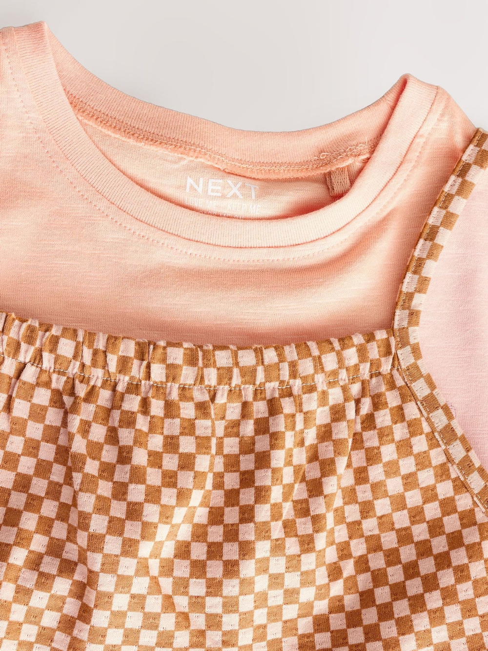 Комбинезон летний и футболка в комлекте для девочки Next E51-369, Бежевый, Светло-оранжевый