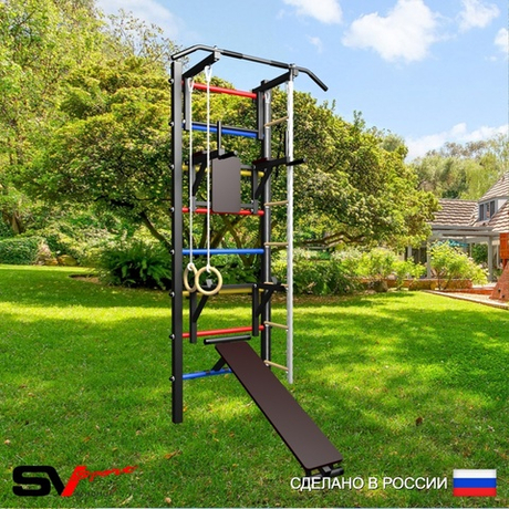 Уличная шведская стенка Sv Sport У408 (Турник/Брусья/Стойка/Скамья/Канат/кольца/лестница)