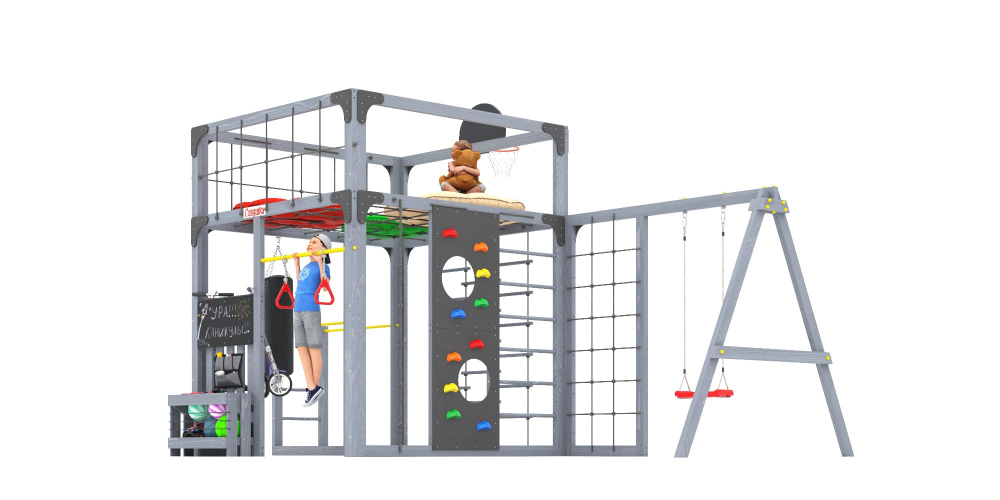 Детская площадка Савушка КУБ-6 (Серый) с подушками