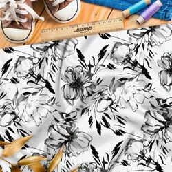 Ткань премиум бифлекс графический флорал