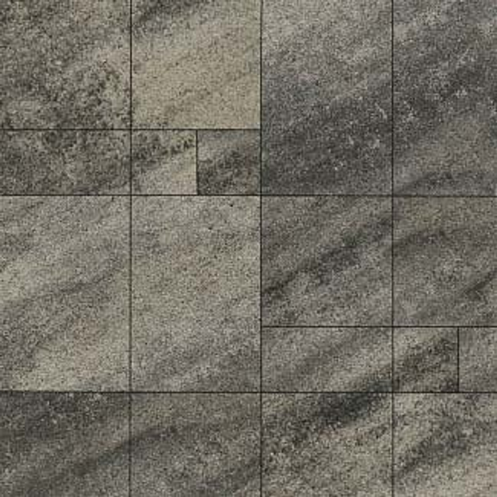 Тротуарная плитка ГРАНДО - Листопад гранит Антрацит, комплект из 4 видов плит