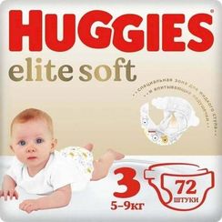 Uşaq bezi \ Подгузники \ Diapers HUGGIES Elite Soft 3 Midi 5-9 kq, 72 ədəd