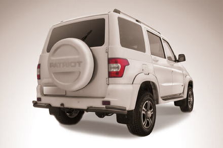 Защита заднего бампера UAZ Patriot (2014-2023) d76+d42 уголки черная