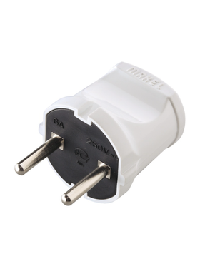 Вилка прямая разборная Makel 10001, 6А, 230В, б/з, белая