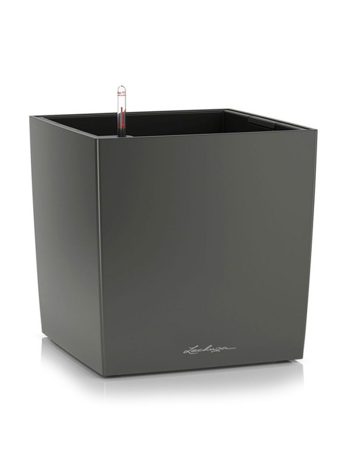 Кашпо Lechuza "Cube Premium Complete charcoal metallic" (пластик), 50х50xH50 см