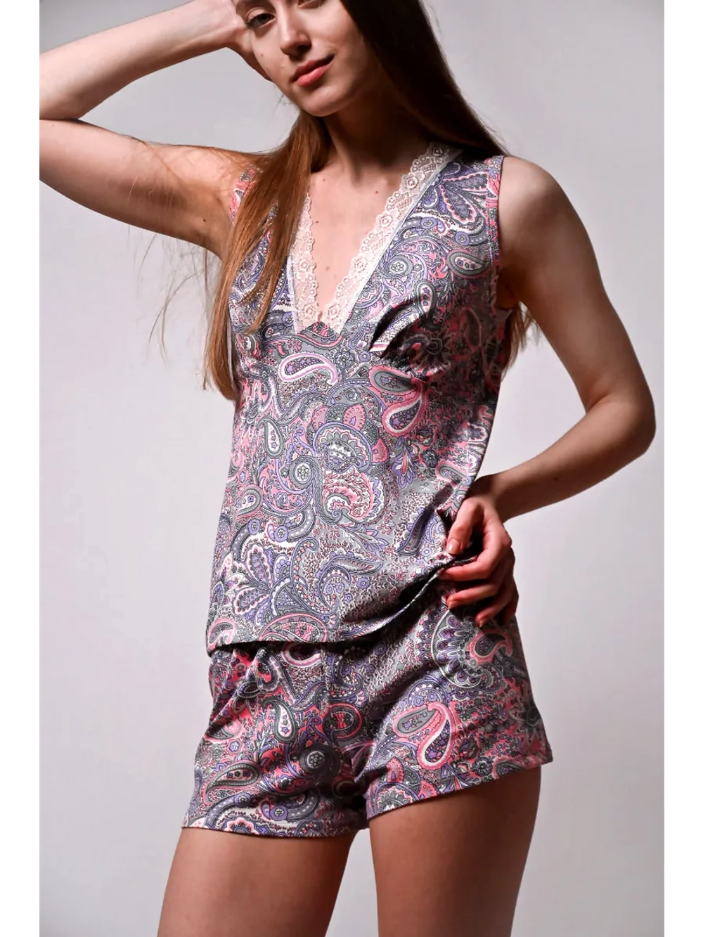Пижама женская с короткими шортами и майкой
