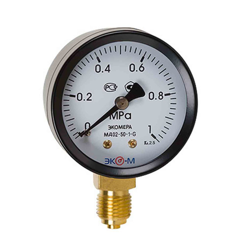 Манометр 100х1/2'' 10 бар МД93 гидрозаполненный (нижн радиал подкл, корпус сталь, минстекло) ЭКОМЕРА