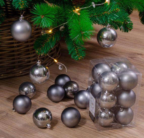 Набор пластиковых шаров Дивный 60 мм, стальной, 12 шт, Kaemingk (021990)