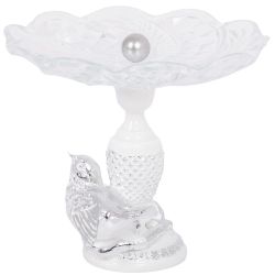 Фруктовница-конфетница Терра Сонг со стеклянной чашей Серебро