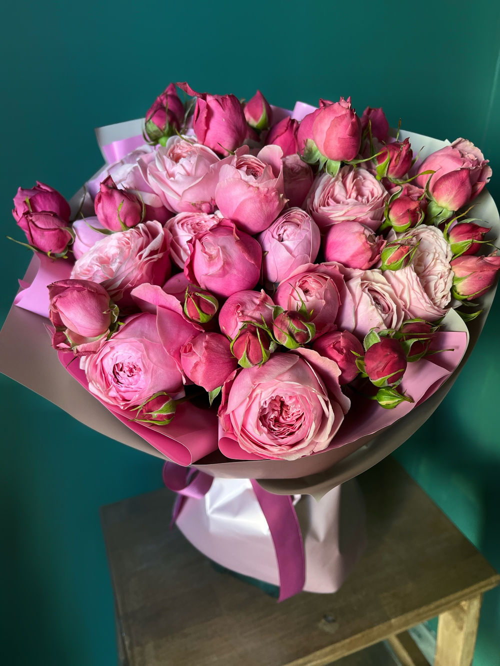 Букет роз сорта Silva pink